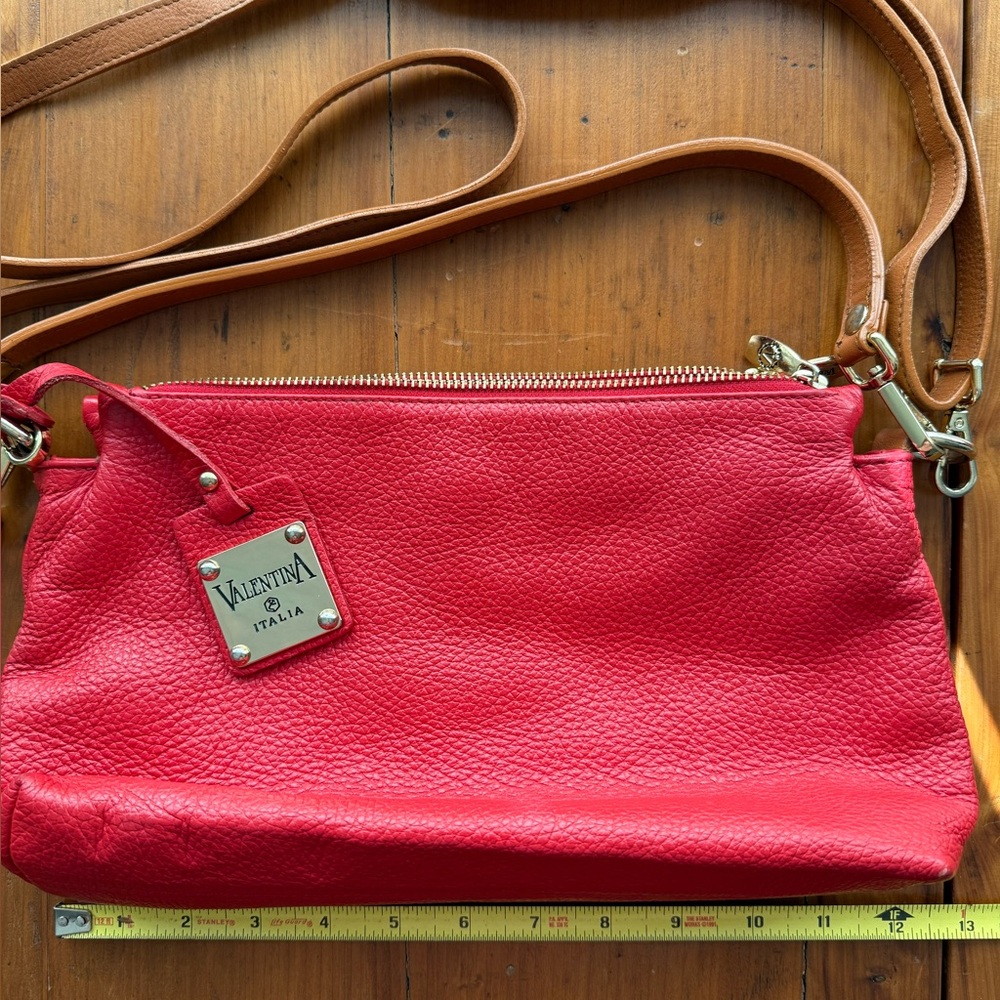 Red Valentina Pebble Leather Crossbody